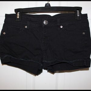 Black denim shorts